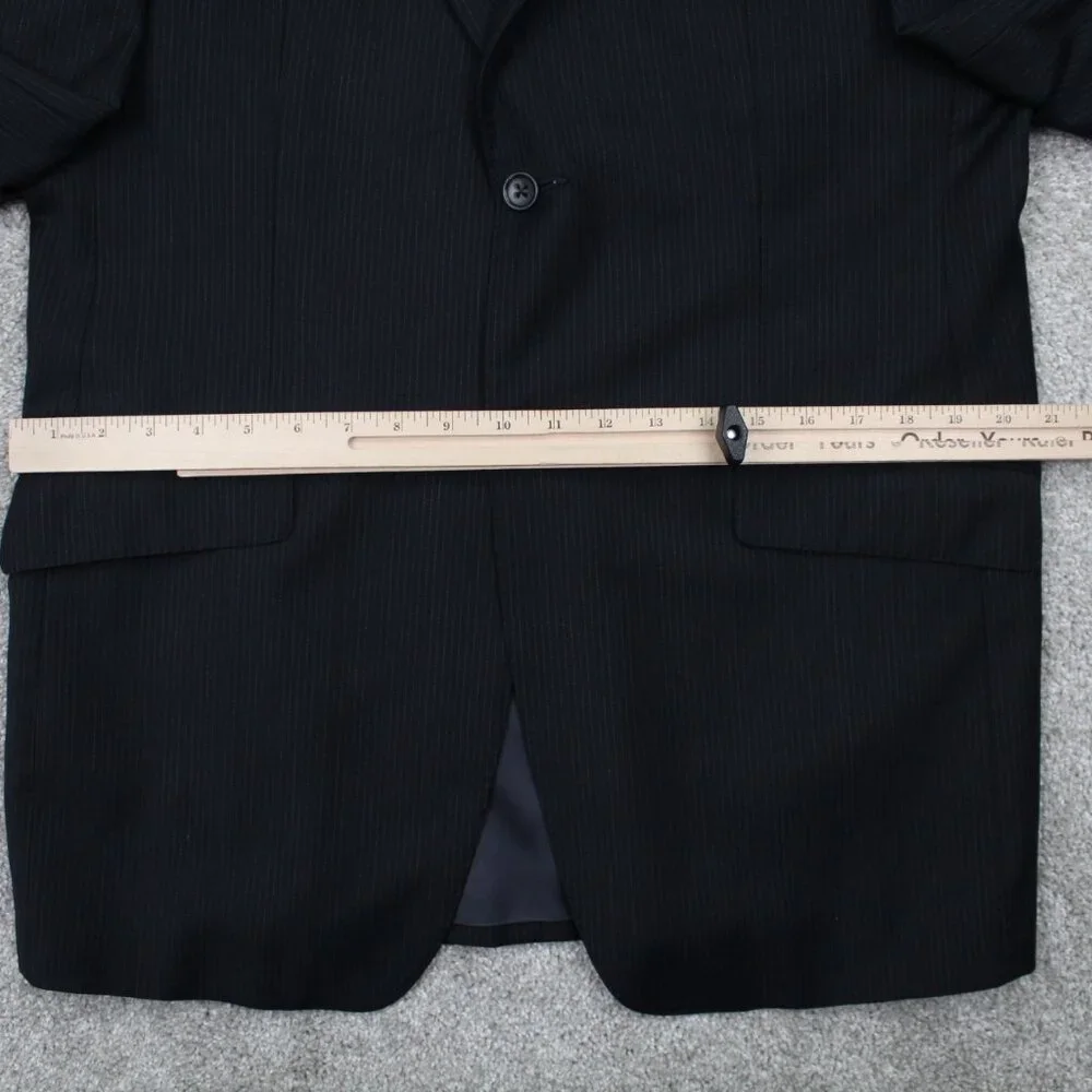 Banana Republic Blazer Men 42R Black Pinstriped Wool 2 Button Sports Jacket Coat